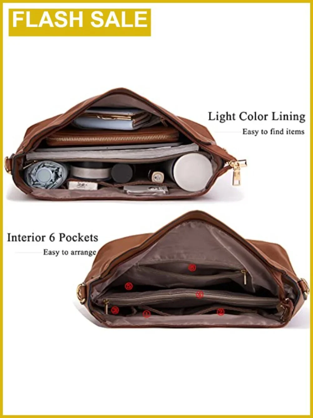 Large Hobo Handbags Purse and Wallet Set Crossbody Shoulder Bag Faux Leather